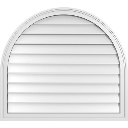 Ekena Millwork Round Top Surface Mount PVC Gable Vent w/ 2"W x 1-1/2"P Brickmould Frame, 36"W x 32"H GVPRT36X3202SN